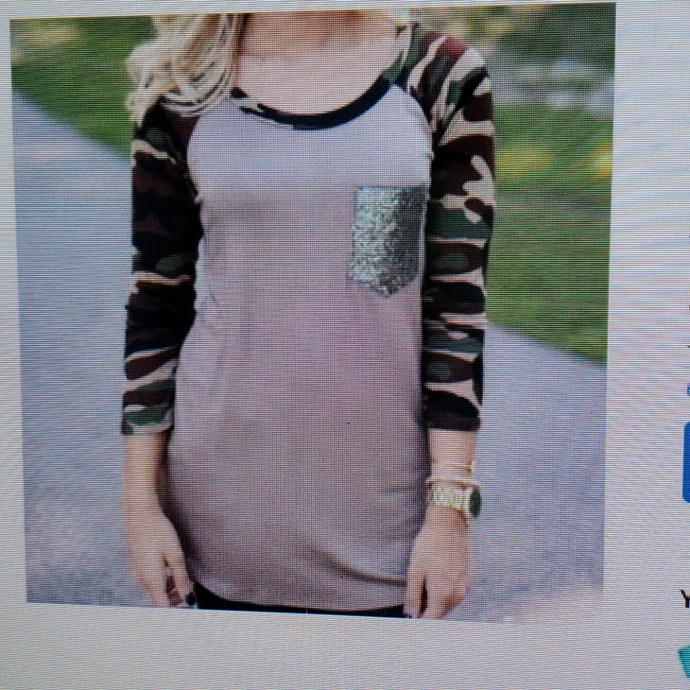 Brenda's Camo Baseball Raglan Tee - Picture 7 of 7